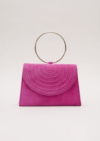 Phase Eight Ring Handle Suede Bags Pink USA | 2689754-OT